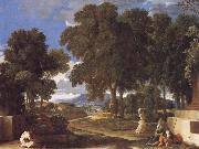 Nicolas Poussin Landscape with a Man Washing His Feet at a Fountain oil painting